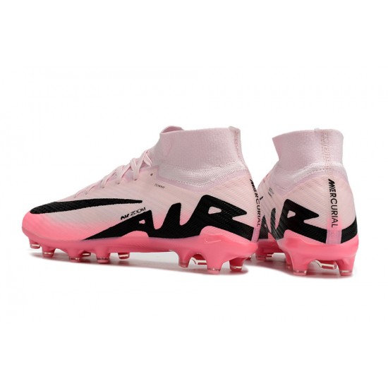 Nike Air Zoom Mercurial Superfly 9 Elite AG High Top Soccer Cleats Pink White Black For Men