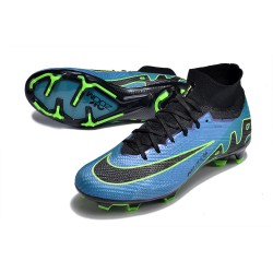 Nike Air Zoom Mercurial Superfly 9 Elite FG High Top Soccer Cleats Black Green Blue For Men And Women 
