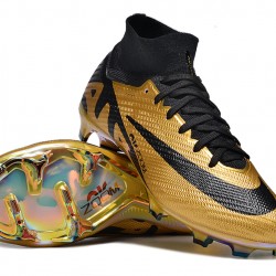 Nike Air Zoom Mercurial Superfly 9 Elite FG High Top Soccer Cleats Gold Black For Men And Women 