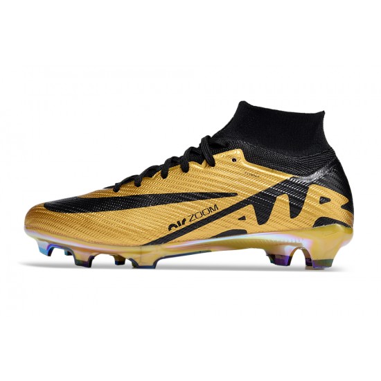 Nike Air Zoom Mercurial Superfly 9 Elite FG High Top Soccer Cleats Gold Black For Men And Women
