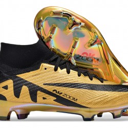 Nike Air Zoom Mercurial Superfly 9 Elite FG High Top Soccer Cleats Gold Black For Men And Women 