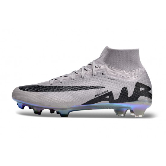 Nike Air Zoom Mercurial Superfly 9 Elite FG High Top Soccer Cleats Grey Black For Men And Women
