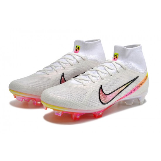 Nike Air Zoom Mercurial Superfly 9 Elite FG High Top Soccer Cleats White Black Red For Men And Women 