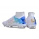 Choose To Buy Nike Air Zoom Mercurial Superfly 9 Elite FG High Top Soccer Cleats White Blue For Men And Women For Sale