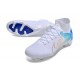 Choose To Buy Nike Air Zoom Mercurial Superfly 9 Elite FG High Top Soccer Cleats White Blue For Men And Women For Sale