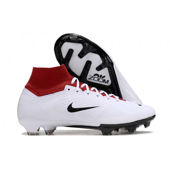 Order To Buy Nike Air Zoom Mercurial Superfly 9 Elite FG High Top Soccer Cleats White Red Black For Men And Women Sale