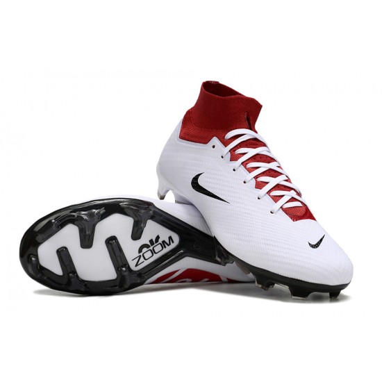 Nike Air Zoom Mercurial Superfly 9 Elite FG High Top Soccer Cleats White Red Black For Men And Women 