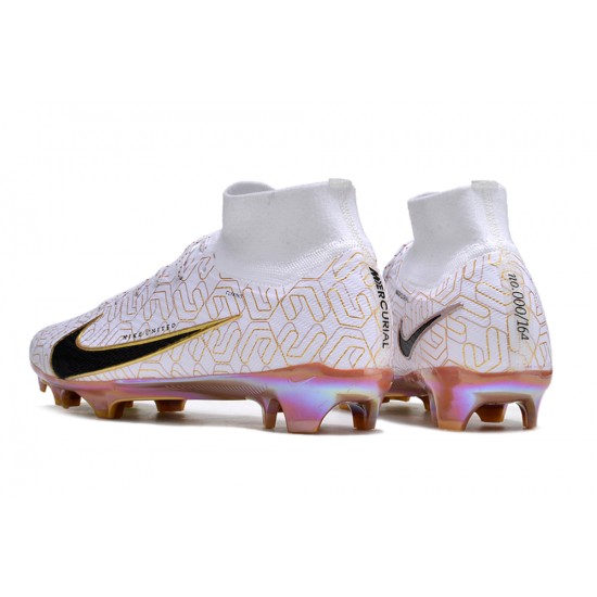 Buy Nike Air Zoom Mercurial Superfly 9 Elite FG High Top Soccer Cleats White Yellow For Men And Women On Sale