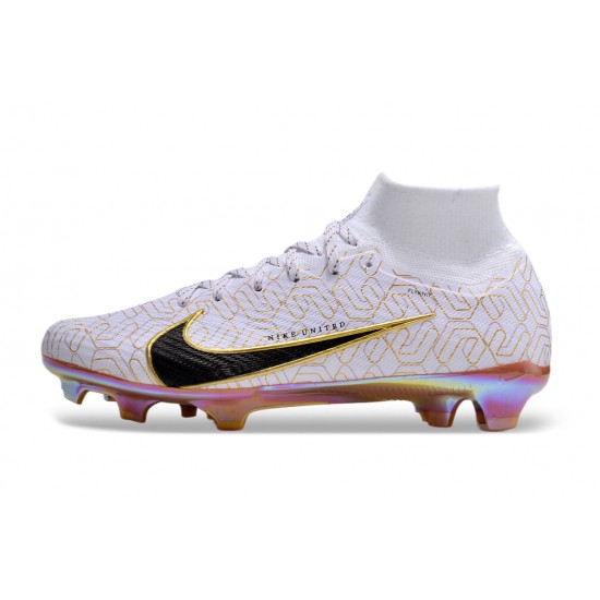 Nike Air Zoom Mercurial Superfly 9 Elite FG High Top Soccer Cleats White Yellow For Men And Women 