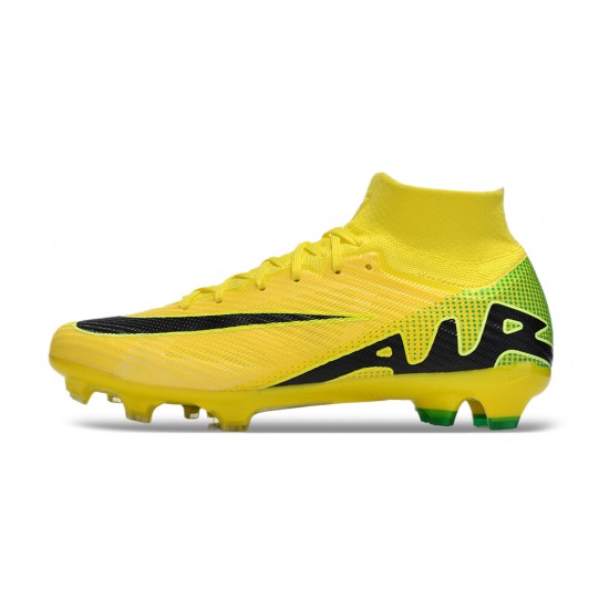 Nike Air Zoom Mercurial Superfly 9 Elite FG High Top Soccer Cleats Yellow Black For Men And Women 