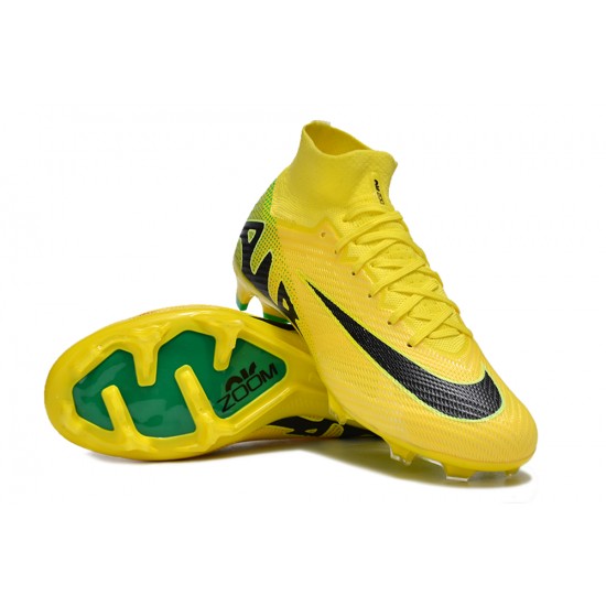 Nike Air Zoom Mercurial Superfly 9 Elite FG High Top Soccer Cleats Yellow Black For Men And Women 