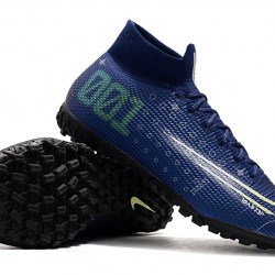 Nike Mercurial Superfly 7 Elite TF Deep Blue White Green Soccer Cleats