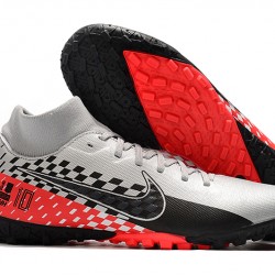 Nike Mercurial Superfly VII Academy TF Black Silver Red Soccer Cleats