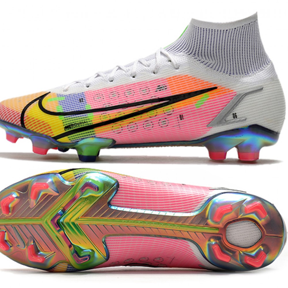 Nike Superfly 8 Elite FG High Mens Womens White Yellow Black Orange ...