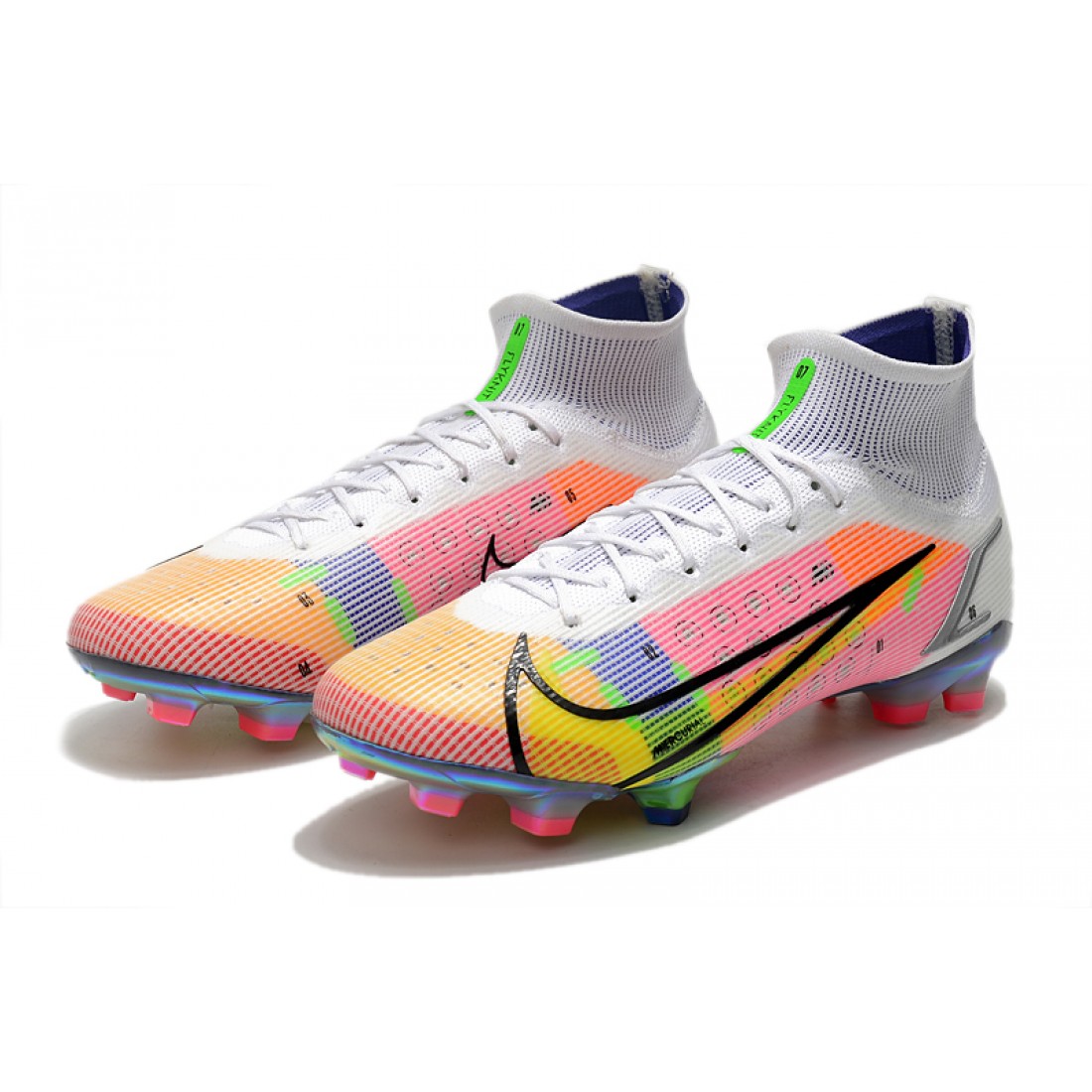 Nike Superfly 8 Elite FG High Mens Womens White Yellow Black Orange ...