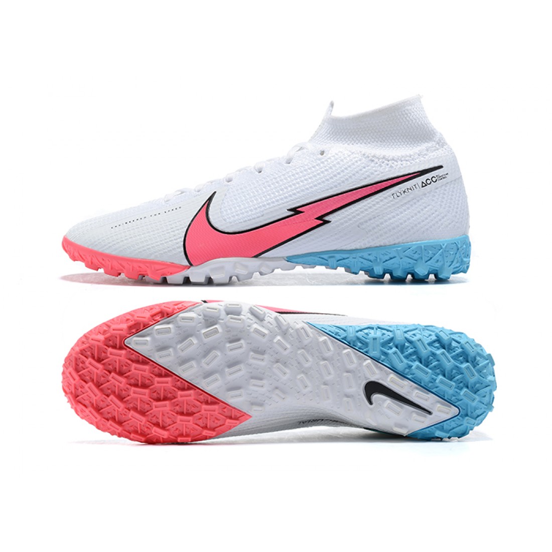 Nike Mercurial Superfly 7 Elite TF White Ltblue Peach Soccer Cleats ...