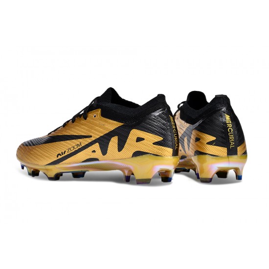 Top Quality Nike Air Zoom Mercurial Vapor 15 Elite FG Low Soccer Cleats Gold Black For Men And Women Sale