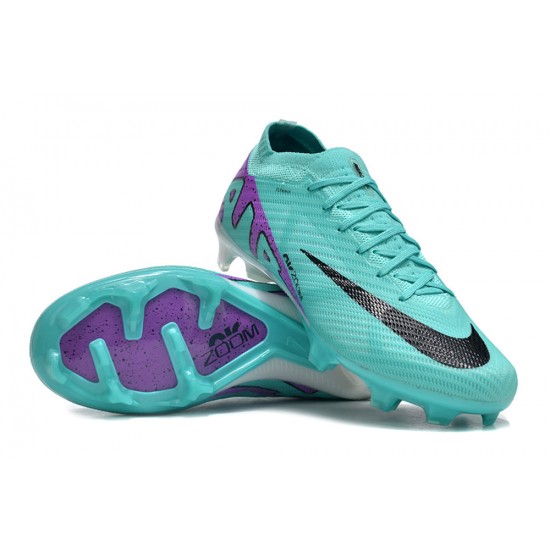 Nike Air Zoom Mercurial Vapor 15 Elite FG Low Soccer Cleats Ltblue Purple Black For Men And Women