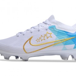 Nike Air Zoom Mercurial Vapor 15 Elite FG Low Soccer Cleats White Gold Blue For Men And Women 