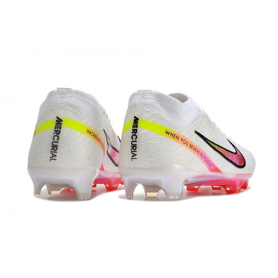 Nike Air Zoom Mercurial Vapor 15 Elite FG Low Soccer Cleats White Peach For Men And Women
