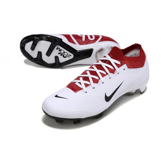 Nike Air Zoom Mercurial Vapor 15 Elite FG Low Soccer Cleats White Red Black For Men And Women 