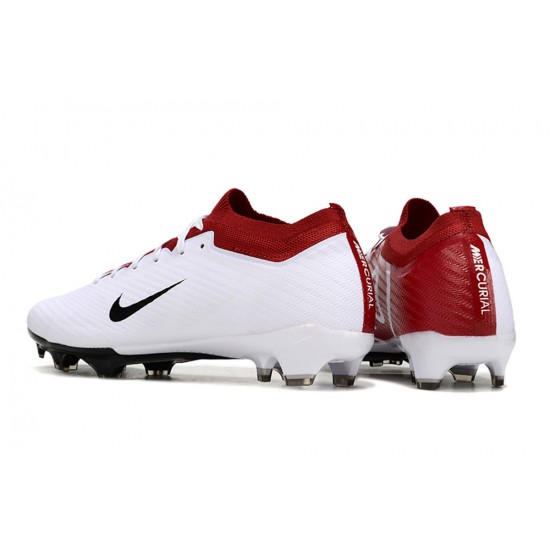 Nike Air Zoom Mercurial Vapor 15 Elite FG Low Soccer Cleats White Red Black For Men And Women 