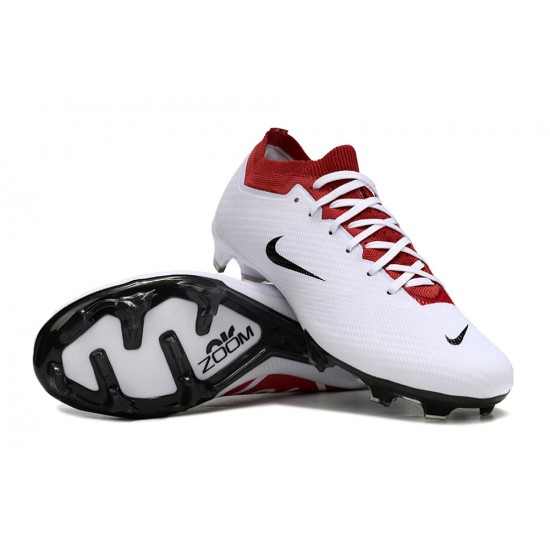 Nike Air Zoom Mercurial Vapor 15 Elite FG Low Soccer Cleats White Red Black For Men And Women 