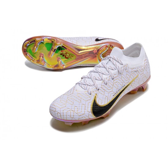 Nike Air Zoom Mercurial Vapor 15 Elite FG Low Soccer Cleats White Yellow For Men And Women 