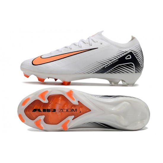 Nike Air Zoom Mercurial Vapor 16 Elite FG Low White Black Orange Soccer Cleats 