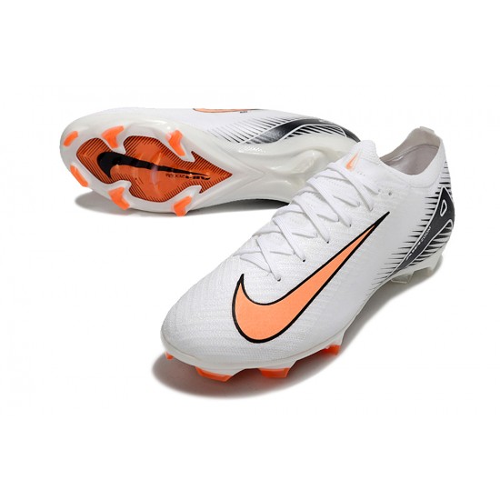 Nike Air Zoom Mercurial Vapor 16 Elite FG Low White Black Orange Soccer Cleats 