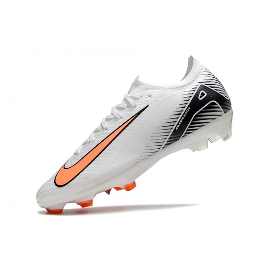 Nike Air Zoom Mercurial Vapor 16 Elite FG Low White Black Orange Soccer Cleats 