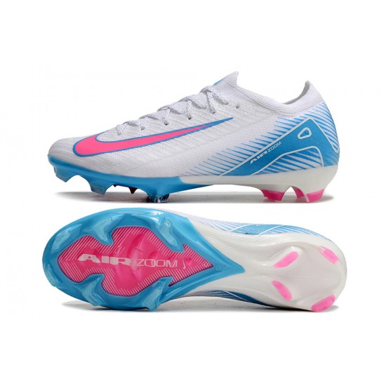 Salable Goods Nike Air Zoom Mercurial Vapor 16 Elite FG Low White Pink Blue Soccer Cleats For Sale