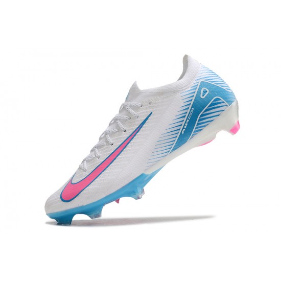 Nike Air Zoom Mercurial Vapor 16 Elite FG Low White Pink Blue Soccer Cleats