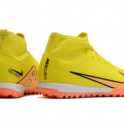 Nike Air Zoom Mercurial Superfly IX Academy TF High-top Yellow Women And Men Soccer Cleats 