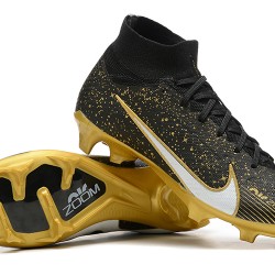 Nike Air Zoom Mercurial Superfly IX Elite FG High-top Black Gold Women And Men Soccer Cleats 