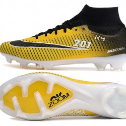 Nike Air Zoom Mercurial Superfly IX Elite FG High-top Black White Yellow Women And Men Soccer Cleats 