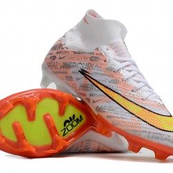 Nike Air Zoom Mercurial Superfly IX Elite FG High-top White Orange Yellow Women And Men Soccer Cleats 