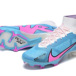 Nike Air Zoom Mercurial Superfly IX Elite FG High-top White Pink Blue Men Soccer Cleats 