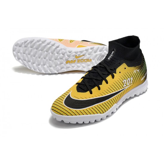 Discover the top-selling Nike Air Zoom Mercurial Superfly IX Elite TF High-top Black Yellow Women And Men Soccer Cleats Sale