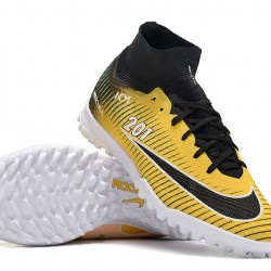 Nike Air Zoom Mercurial Superfly IX Elite TF High-top Black Yellow Women And Men Soccer Cleats 