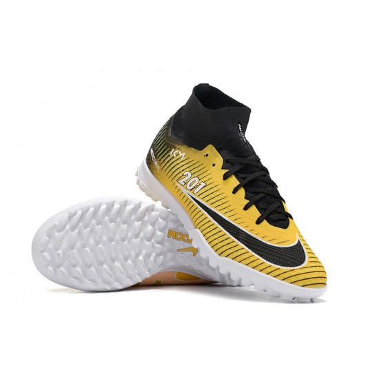 Discover the top-selling Nike Air Zoom Mercurial Superfly IX Elite TF High-top Black Yellow Women And Men Soccer Cleats Sale