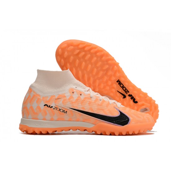 Nike Air Zoom Mercurial Superfly IX Elite TF High-top Khaki Orange Women And Men Soccer Cleats 