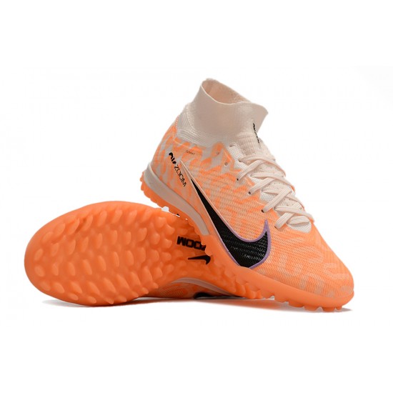 Nike Air Zoom Mercurial Superfly IX Elite TF High-top Khaki Orange Women And Men Soccer Cleats 