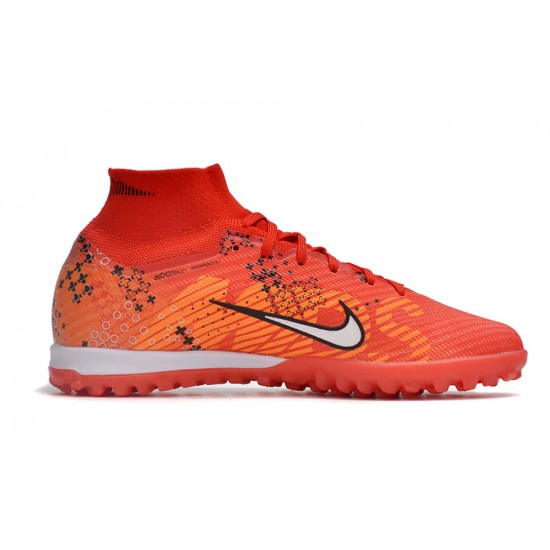 Nike Air Zoom Mercurial Superfly IX Elite TF High-top Orange Red Women And Men Soccer Cleats 