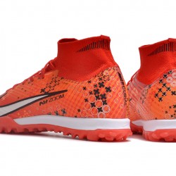 Nike Air Zoom Mercurial Superfly IX Elite TF High-top Orange Red Women And Men Soccer Cleats 