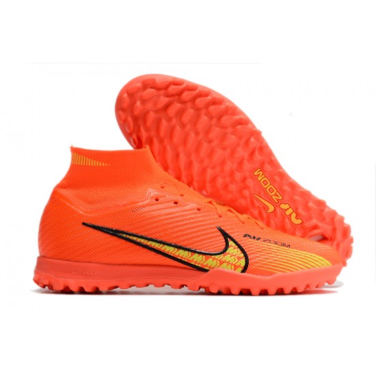 Nike Air Zoom Mercurial Superfly IX Elite TF High-top Orange Women And Men Soccer Cleats 