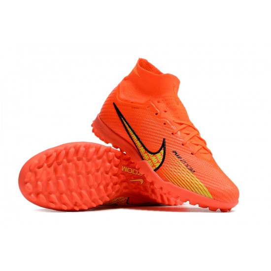 Nike Air Zoom Mercurial Superfly IX Elite TF High-top Orange Women And Men Soccer Cleats 