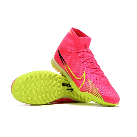 Nike Air Zoom Mercurial Superfly IX Elite TF High-top Pink Yellow Women And Men Soccer Cleats 