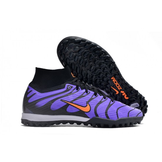 Nike Air Zoom Mercurial Superfly IX Elite TF High-top Purple Black Women And Men Soccer Cleats 