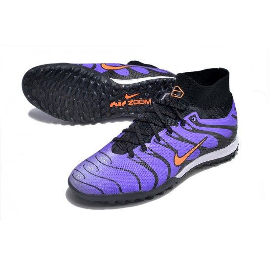 Salable Goods Nike Air Zoom Mercurial Superfly IX Elite TF High-top Purple Black Women And Men Soccer Cleats Sale